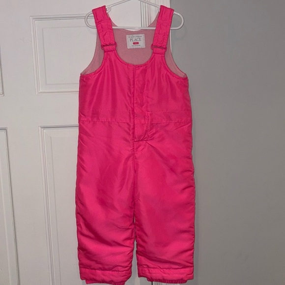 The Children’s Place Toddler Bright Pink Snow Overalls/Bib Size 3T - Picture 2 of 9